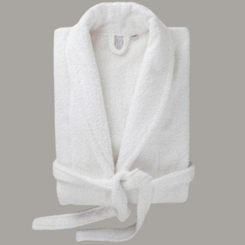 Albornoz de rizo FIGARO XXXL – 100% algodón, 350 g/m², blanco, cuello tipo chal, con 2 bolsillos