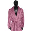 Albornoz de franela COMFORT QUEEN para mujer S – 100% poliéster, 230 g/m², rosa empolvado, cuello tipo chal, con 2 bolsillos, cinturón y colgador