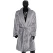 Albornoz de franela COMFORT QUEEN M – 100% poliéster, 230 g/m², gris, cuello tipo chal, con 2 bolsillos, cinturón y colgador